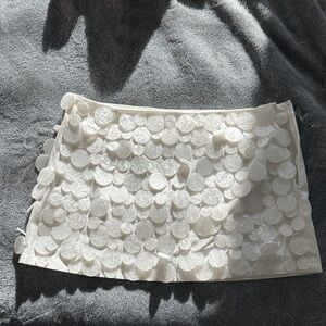 Peppermayo Cream Embellished Bubble Mini Skirt